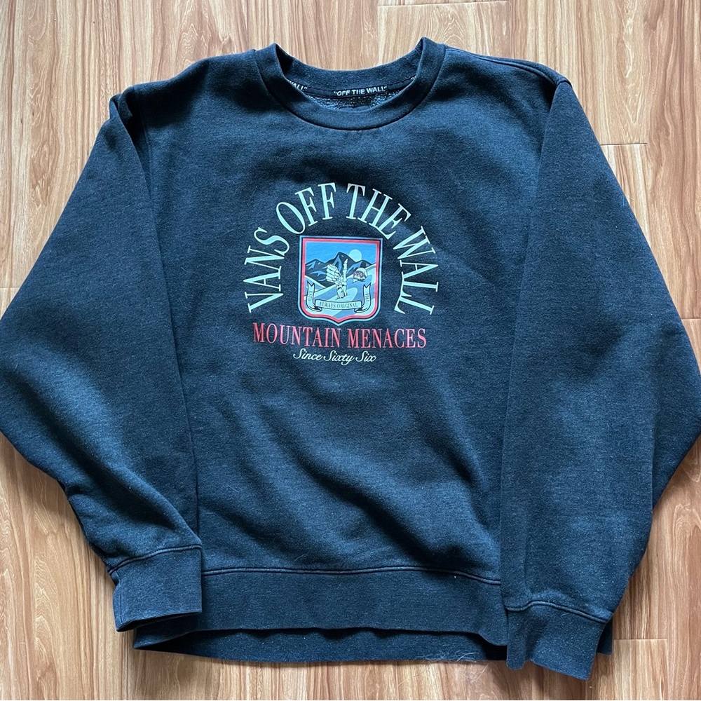Vans Black Crewneck Sweatshirt with Multicolor Mountain Graphic